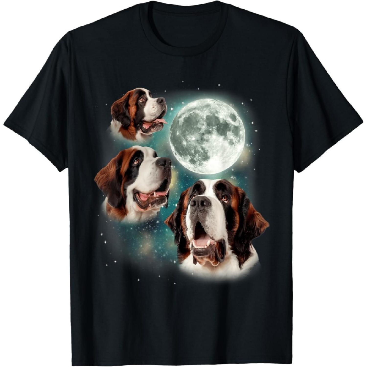Три сенбернара Луна _ Собака-спасатель Воющий мем Собачий щенок Мужская женская футболка S