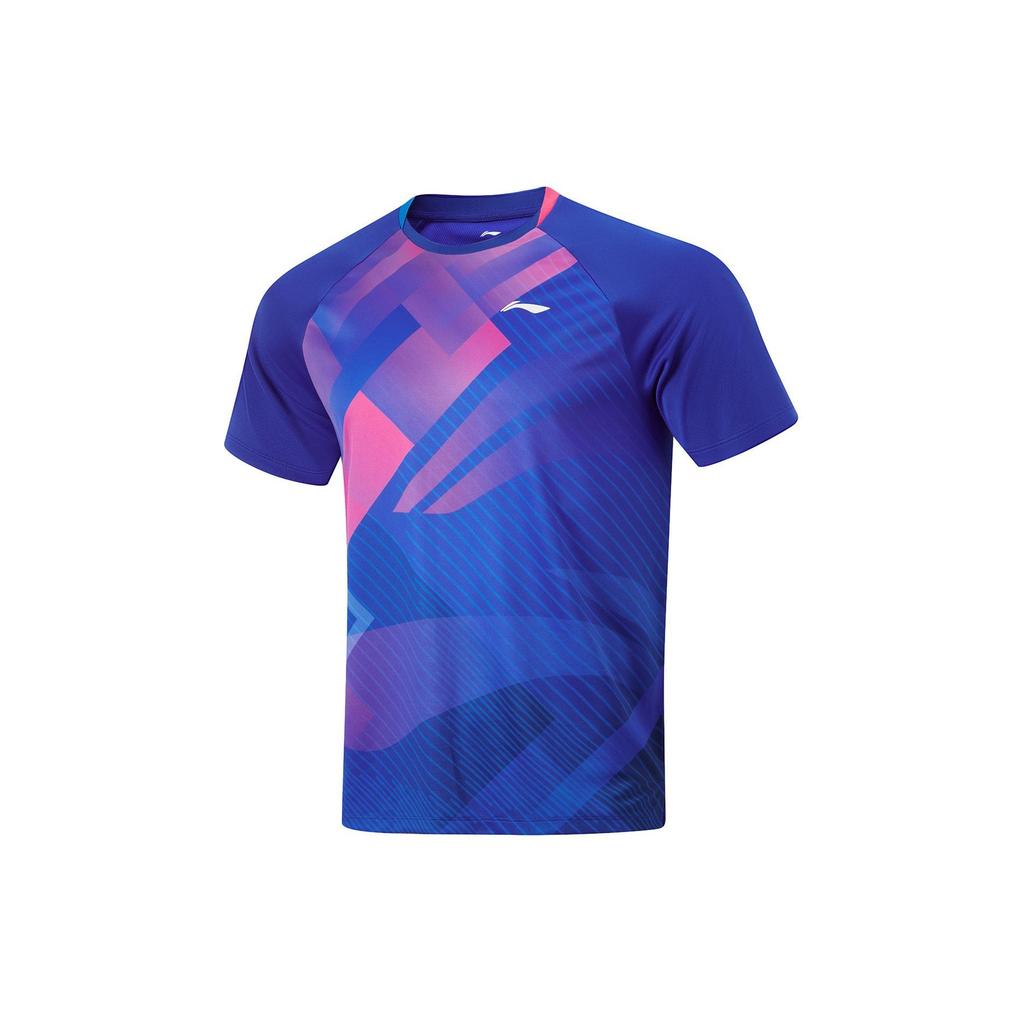 Li-Ning Quick-Drying Cool Knitted Short Sleeve Raglan T-Shirt Unisex Tops Dreamy-Blue AAYU031-5