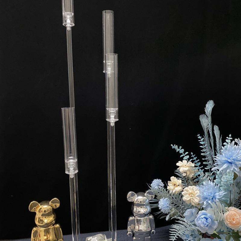 Transparent Acrylic Step-Up Candelabra for Wedding Aisle Props