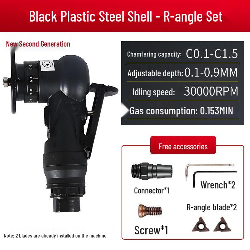 Handheld Mini Pneumatic Chamfering Machine: 45° C/R-Angle Deburring Tool for Woodworking and Metal