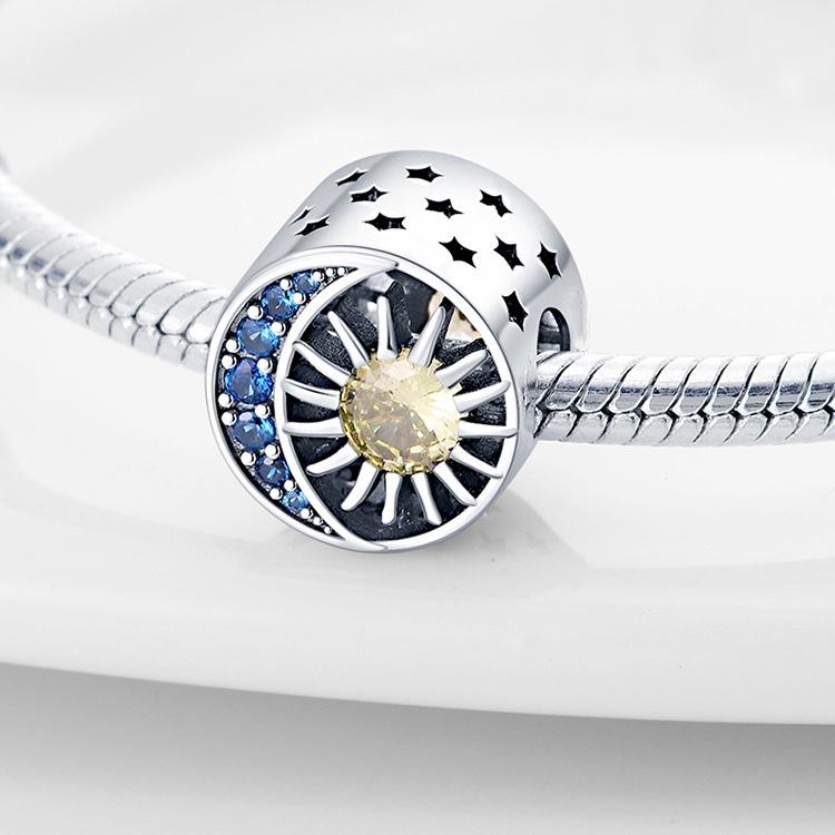 Zirconia Inlaid Star Moon Sun Round Bead Pendant Fashion Jewelry Pendant Necklace Accessory