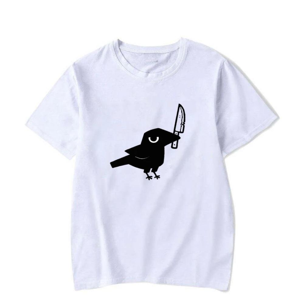 T-shirt Casual da Donna Divertente Stile Harajuku Streetwear Moda Estiva Y2K con Fantasia Corvo che Morde Coltello.Abbigliamento Donna