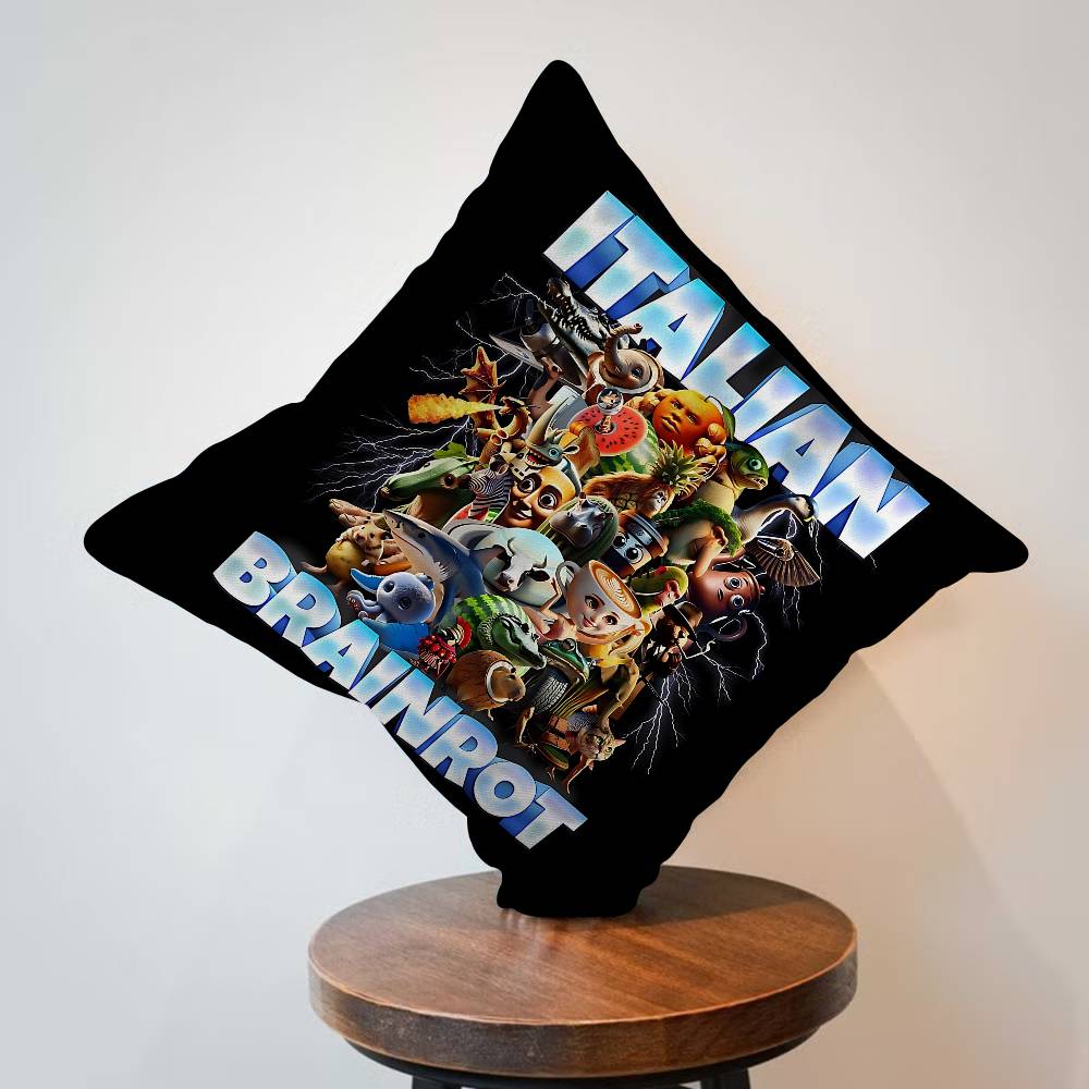 I-ITALIANS B-Brainrot Creative Animal Maple Design Cushion Cover Happy Autumn Harvest Decor Holiday Decorati Pillow Cover