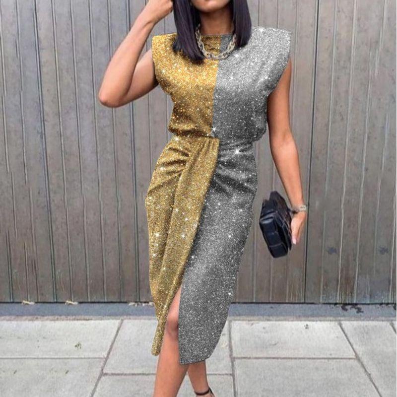 

Women s Clothing Spring and Summer Sexy Print Sleeveless Lace Pleated Dress Picture 2 XL