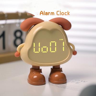 With Light Puppy Alarm Clock Large Volume USB Rechargeable Children's Night Light LED Display Timer Cute Bedside Clock