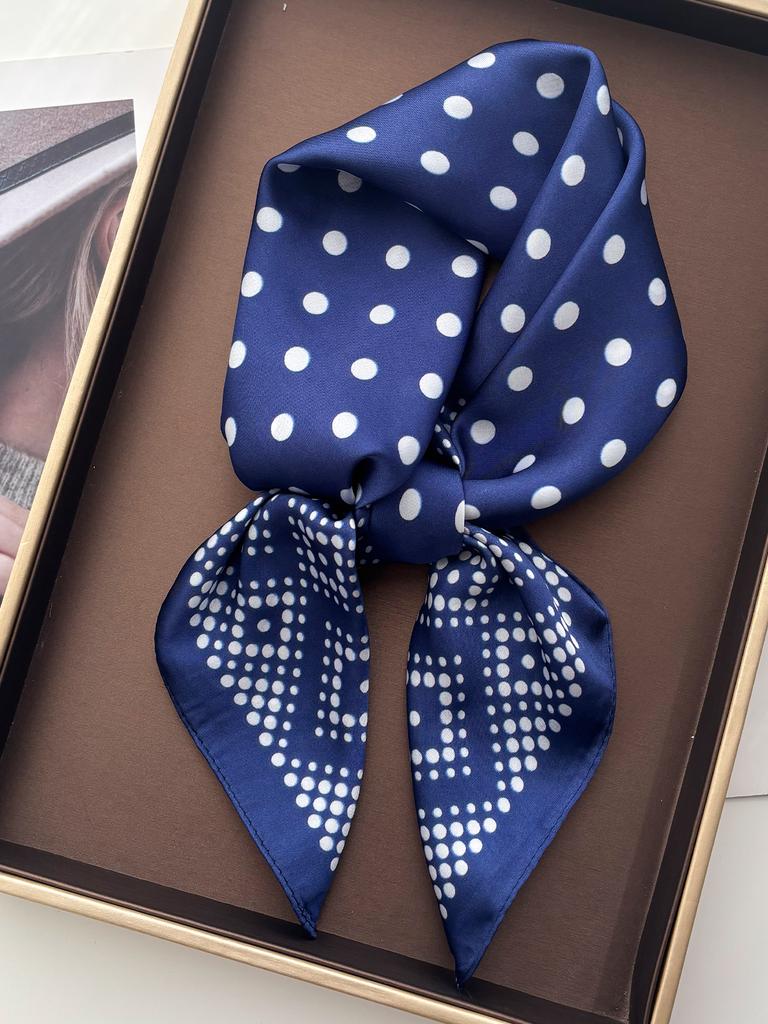 Lady Dot Print Scarf Silk Feeling Square Neckerchief Bandana Women Shawl Scarves Wrap Head Kerchief Hair Band Ties