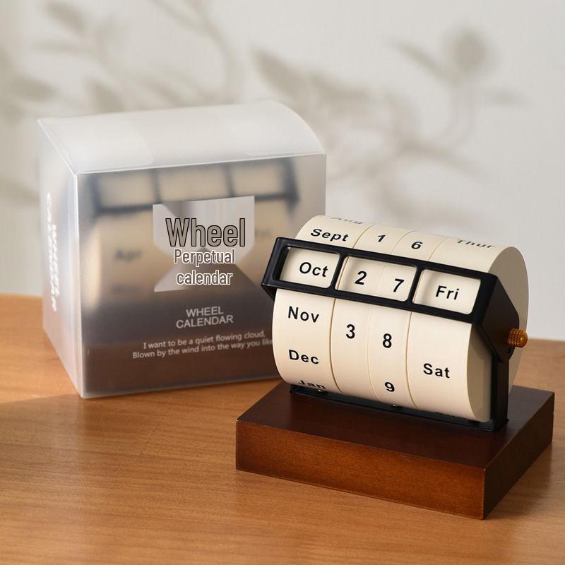 Vintage otočný věčný kalendář Stolní ozdoba