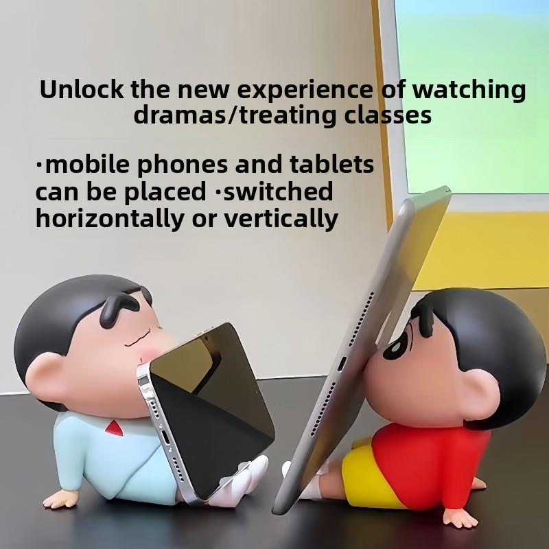 Crayon Shin-chan Dibujo Animado Soporte Perezoso para Teléfono Soporte Plástico Decoración de Escritorio