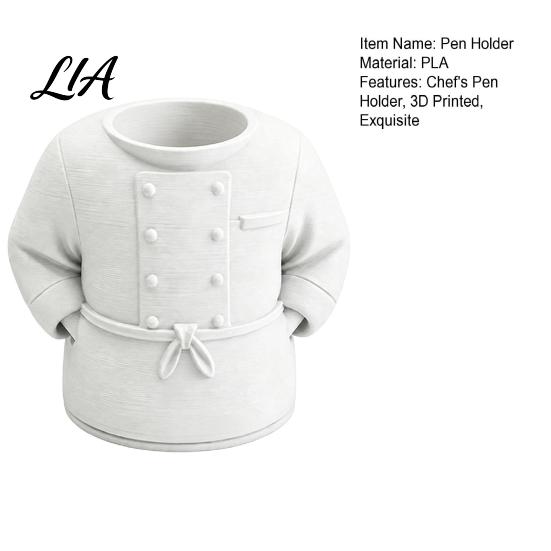 Personalized Gifts for Chefs Chef Uniform Pen Holder, 3D Printed Novelty Stationery Organizer, Small Holder Students Large Capacity Desktop