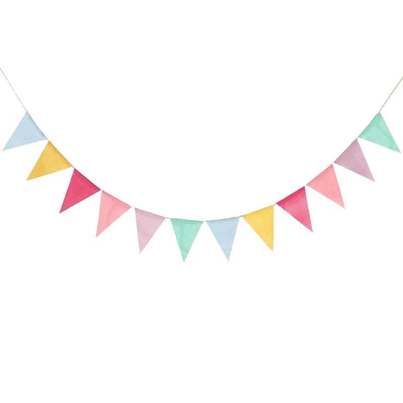 Vintage Colorful paper  Bunting Flags Pennant For Happy Birthday Party Wedding Decoration Candy Bar