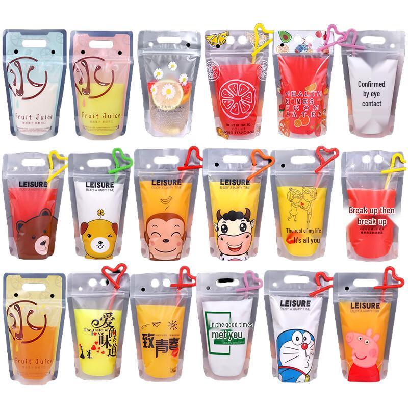 GoodJobBang 500ml Disposable Self-Sealing Beverage Pouches, 100-Pack