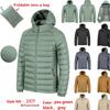 Men's Striped Cotton Hooded Jacket - Warm, Foldable, Solid Color, Ideal for Travel