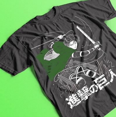 Anime Attack On Titan T-shirt, Levi Shingeki No Kyojin Horror Tee, All Size,