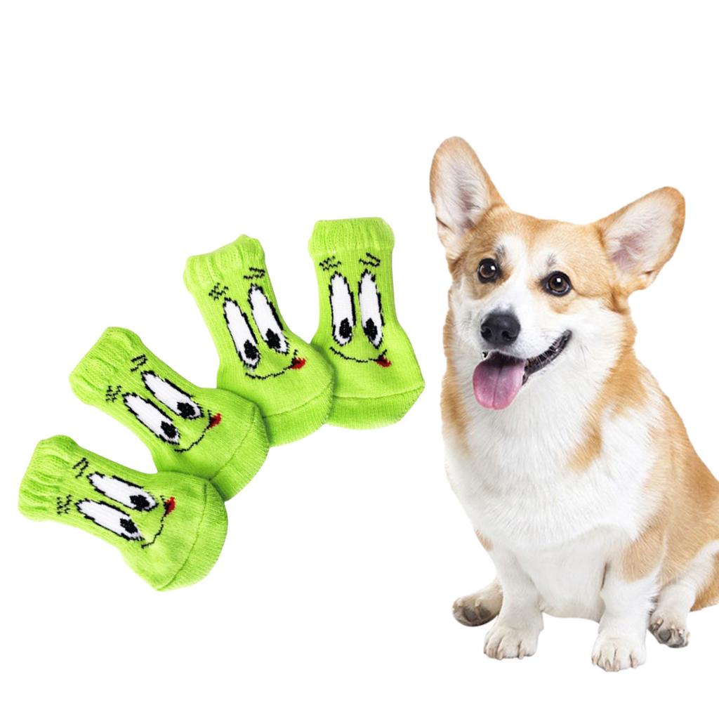 4lots Antiskid Dog Paw Protectors Warm Dog Socks Small Cat Knitted Warm Socks for Indoor and Outdoor Use