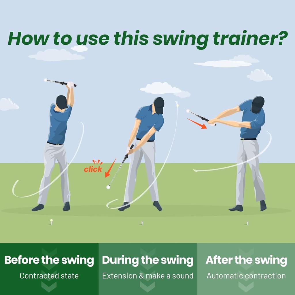 Golf Training Aid Golf Swing Retractable Stick Indoor Golf Right Hand Black