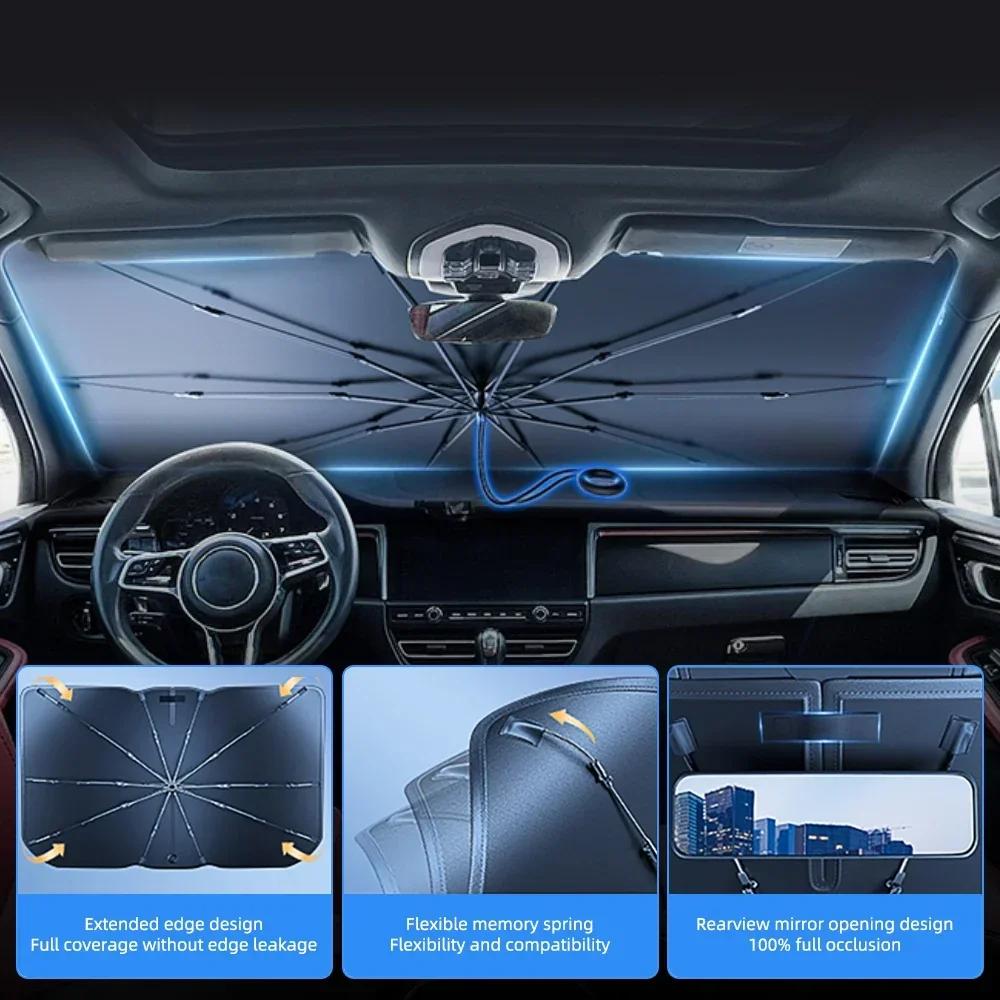 New Car Windshield Sun Shade Umbrella Foldable Sunshade Front Window Cover for UV Ray Block Heat Protection Protector Parasol