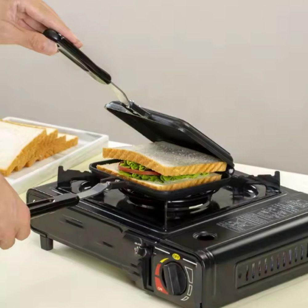 Non-stick Sandwich Maker Aluminum Breakfast Machine Double Sided Frying Pan  Camping