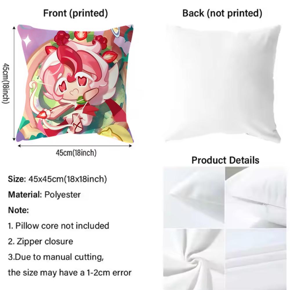 Popular C-Ccookie Run Kingdom Cushion Cover Soft Washable Pillow Case Multi-Scene For Couch Bed Travel Office Use