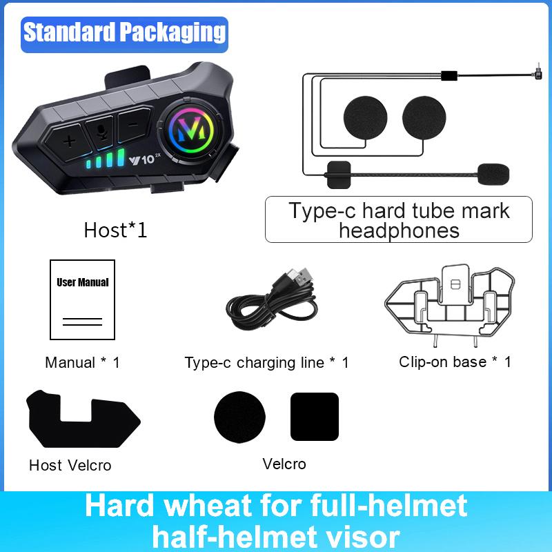 Y10 -2x Motorcycle Helmet BT Headset Large-Scale Assist Assistant 48 Hours Intelligent Noise Reduction IPX6 Waterproof