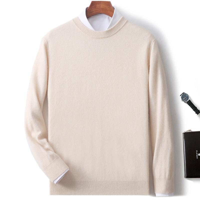 New Semi-turtleneck Cashmere Sweater Men's Thickened Sweater Solid Color Long-sleeved Wool Knitting
