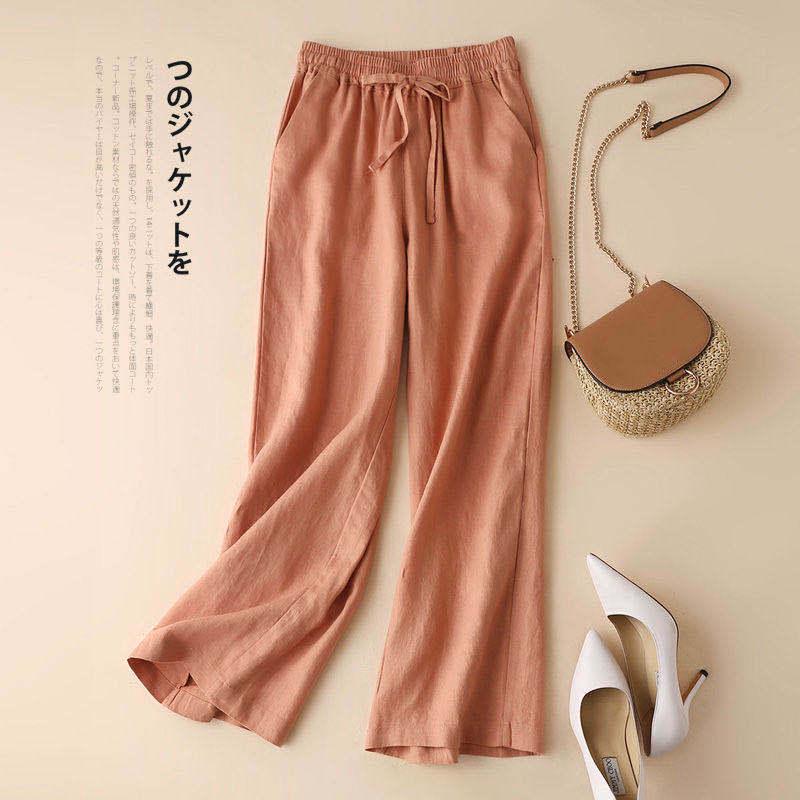 Women's High Waist Cotton Linen Wide Leg Pants - Loose, Slimming, Breathable, Plus Size, Casual Straight Leg for Spring and Autumn