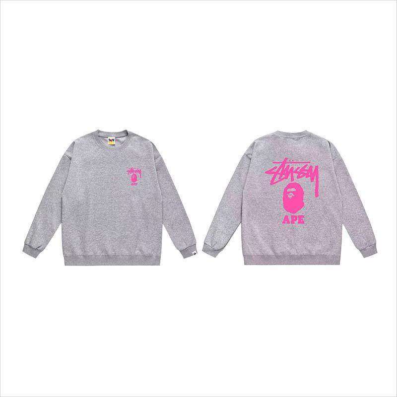 Unisex lässiger übergroßer Rundhals-Pullover mit Schriftzug-Print leichter Baumwoll-Hoodie