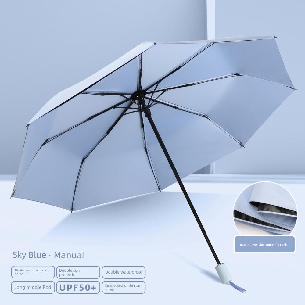 Double-Layer Umbrella for Both Rain and Sun, Reinforced Folding Umbrella for Men and Women, Fully Automatic, Super Strong Sun Protection and Uv
