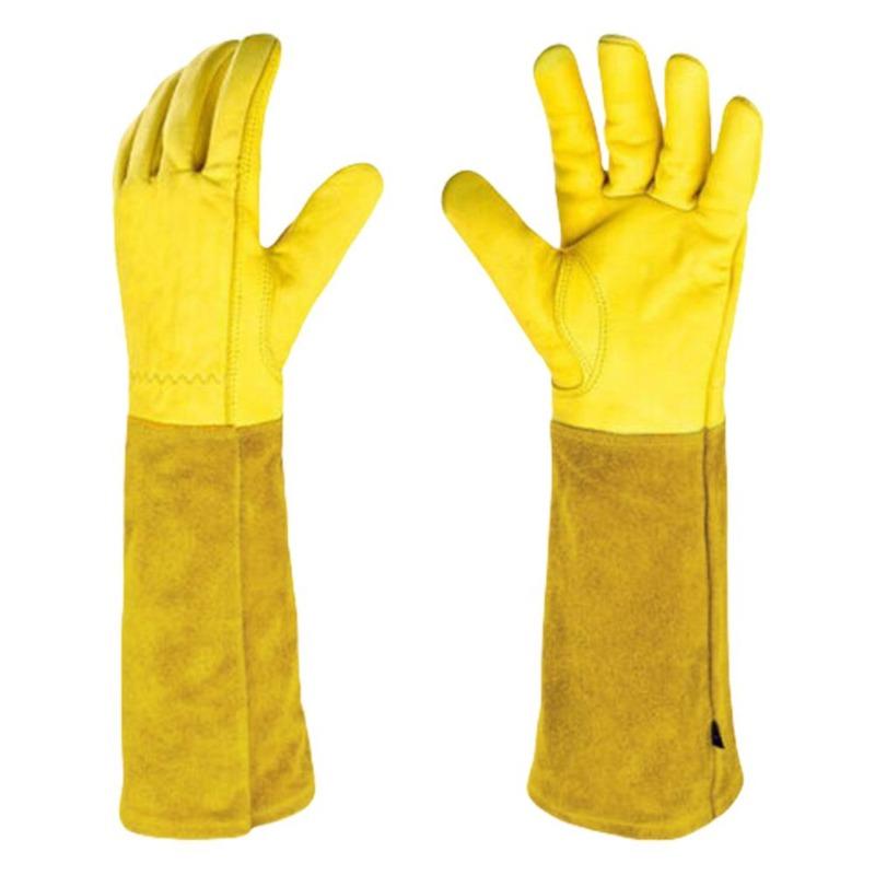 1 Pair Long Thorn Proof Working Mitten Breathable Leather Garden Gloves with Forearm Protection Floral Gauntlet Best Garden Gift