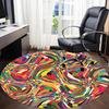 1pc Colorful AbstractChair Carpet for Office, Indoor Non-Slip Washable Polyester Fiber Carpet, Mat For Office, Machine Washable