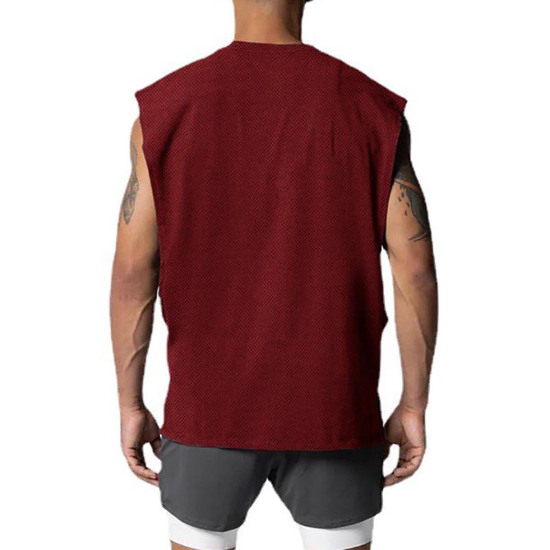 Muscleguys Men's Quick-drying Fitness Sports Running Top Vest Mesh Outdoor Training Breathable Sleeveless