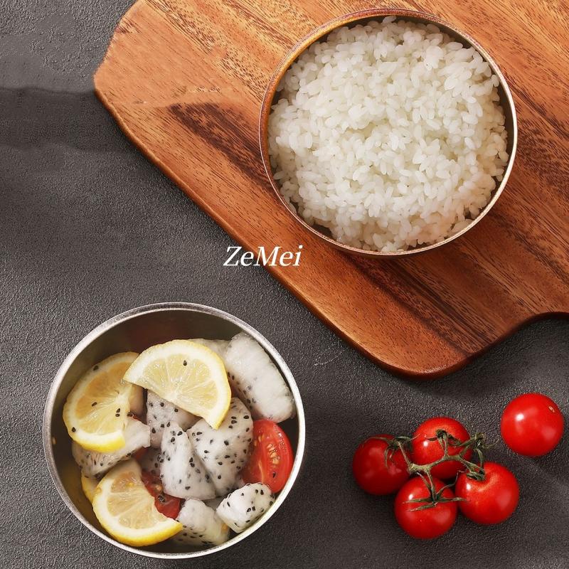 Pure Titanium Double-Layer Insulated Soup Bowl,12 Cm Multicolor Glossy Texture Home Food Storage Titanium Salad Bowl Tableware