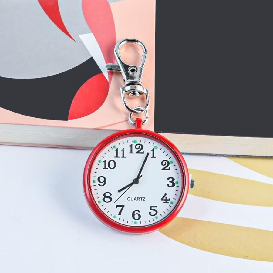 Pocket Watches Luminous Exam Quartz Pocket Watch with Keyring Hanging Keychain Chest watch for Nurses Doctors Students Child