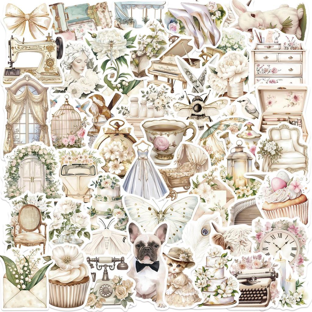 50 Cartoon White Renaissance Graffiti Stickers Decorative Guitar Notebook Suitcase DIY