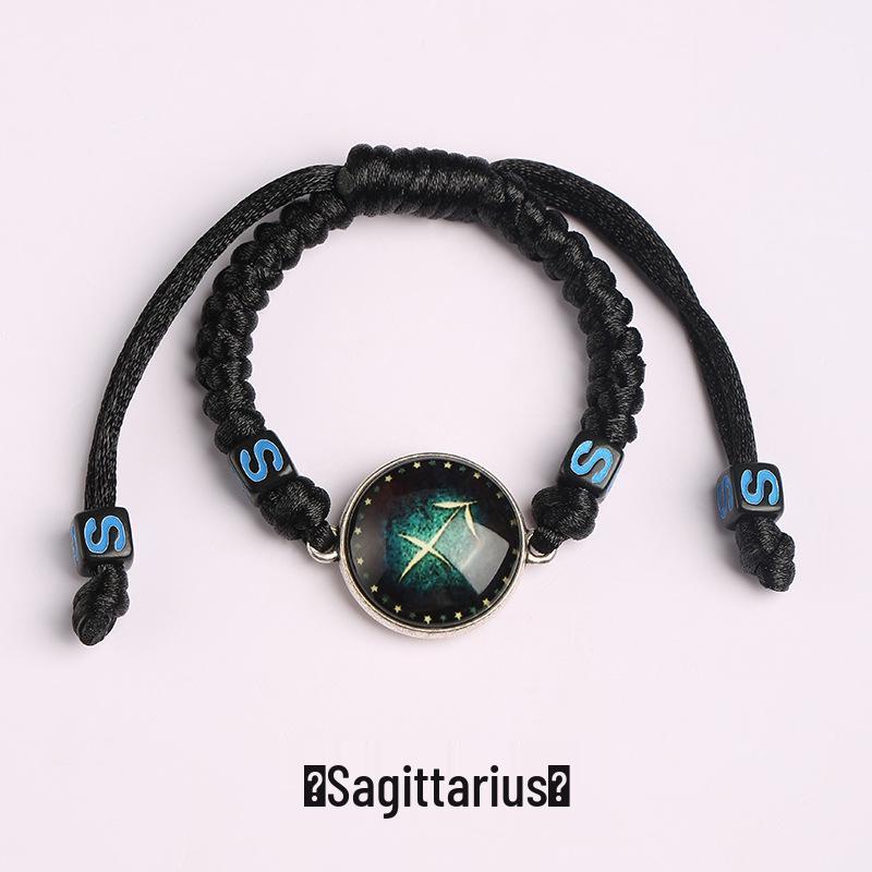 

Twelve Constellations Dragon Knot Hand-Woven Glass Beaded Bracelet for Couples, European and American Style, with Gift Box