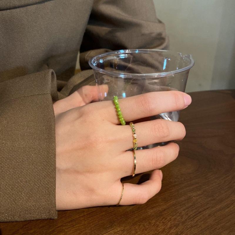 New Colorful Enamel Ring with Beads Set in A String. Women's Niche Design. Simple Finger Ring.