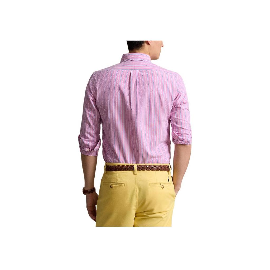 Polo Ralph Lauren SS24 Striped Logo Long Sleeve Point Collar Button Down Shirt Men Shirts Pink MNPOWOV16823518-650