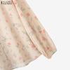 ZANZEA Women Casual V-Neck Long Sleeve Loose Floral Print Blouse
