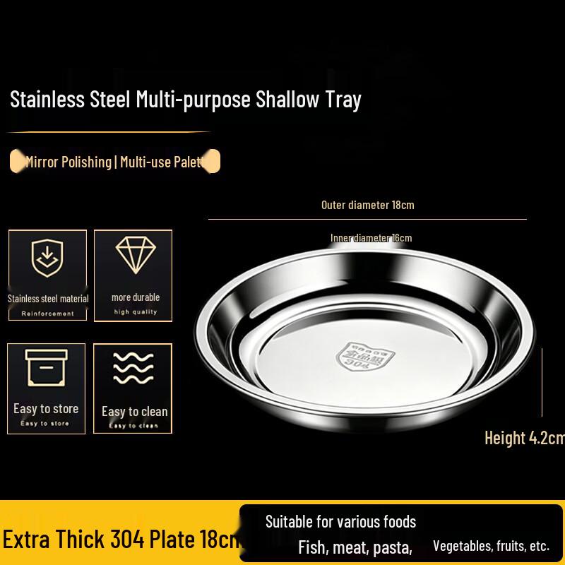 FATTBAO 304 Stainless Steel Round Plate 18cm