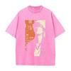 Ichigo Kurosaki BLEACH Anime Outfit Unisex Locker geschnitten Kurzarm Gewaschenes Vintage Baumwoll-T-Shirt