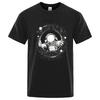 Men T-shirt High Quality Funny Cotton Blend Space Black Hole Printing Casual Cool Loose O-neck
