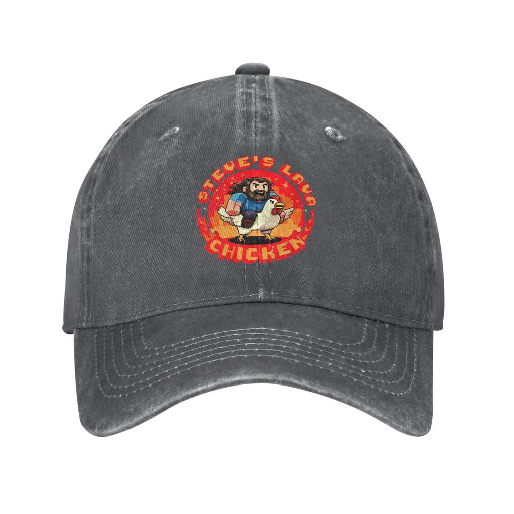 Steve's Lava Chicken Washed Baseball Cap  Trendy Sun Hip Hop Hats Summer Couple Women Hiking Fishing Baseball Caps