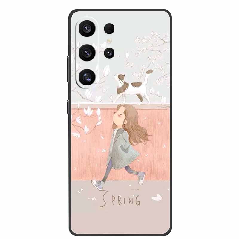 For Samsung Galaxy S26 Ultra Case Bumper Starry Sky Soft Silicone TPU Back Cover for Samsung S26 Ultra Phone Case Cute Cat Cover