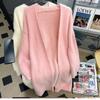 Women's Versatile Thickened Mink Cashmere Cardigan: Loose, Mid-Length Knit Sweater for Autumn and Winter.