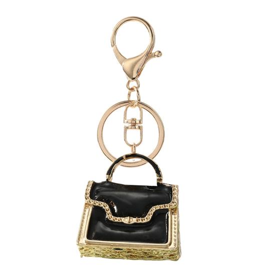 

Keychain Pendant Enamel Mini Handbag Design Key Chain with Anti-Oxidation Lobster Clasp Decorative Backpacks Accessory чорний