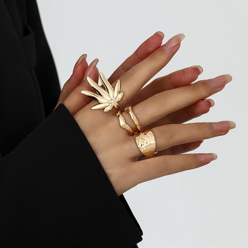 Design Liquid Lava Flower Opening Ring ins Baroque Imitation Pearl Alloy Ring