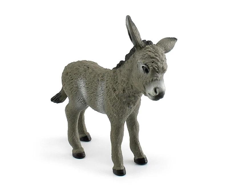 1Pcs Farm Animal Toys Realistic Donkey Animal Figurines Toy Figures Solid Grey Mule Models Static Pvc Decor Crafts
