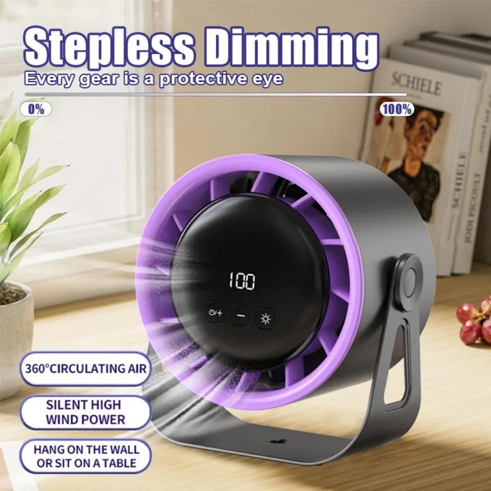 Multifunctional Ceiling Fan Light 4000mAh Wireless Desktop Air Cooler Soft Night Lamp Quiet Wall Mount Kitchen Fan for Home Use