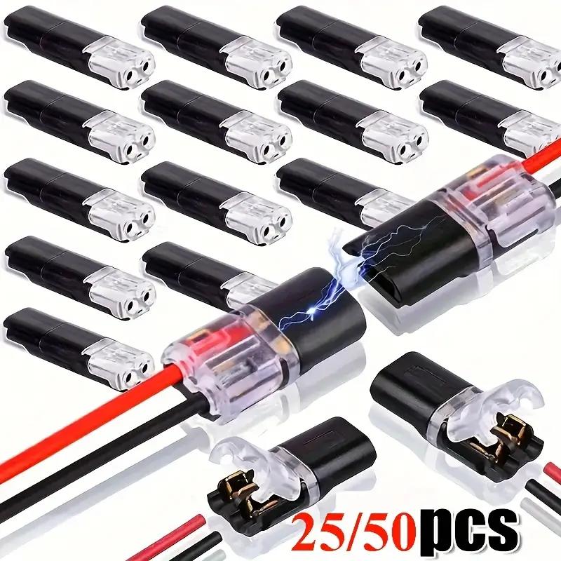 2 Pin Way Plug Electrical Connectors with Locking Buckle Car Wire Double Plug-in Terminal Block Cable Connection Strips Clamps