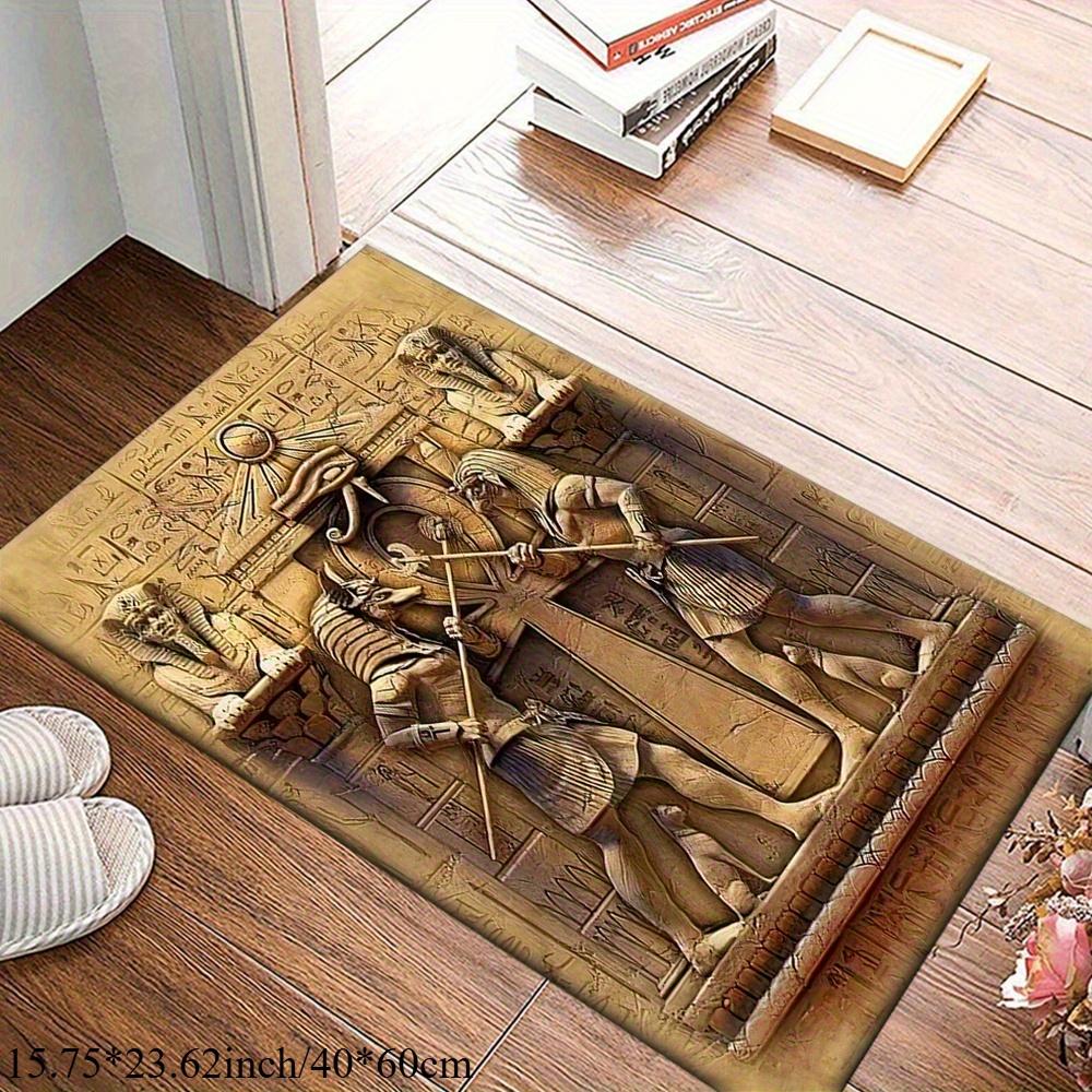 Egyptian Treasure Non-Slip Rug – Ancient Art Design Floor Mat for Living Room, Bedroom, Dorm & Garden Decor