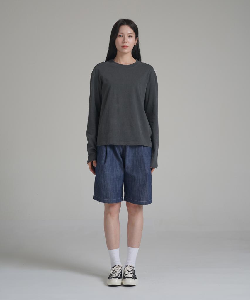 Noming Loose Fit Cropped Pigment Long Sleeve - Black